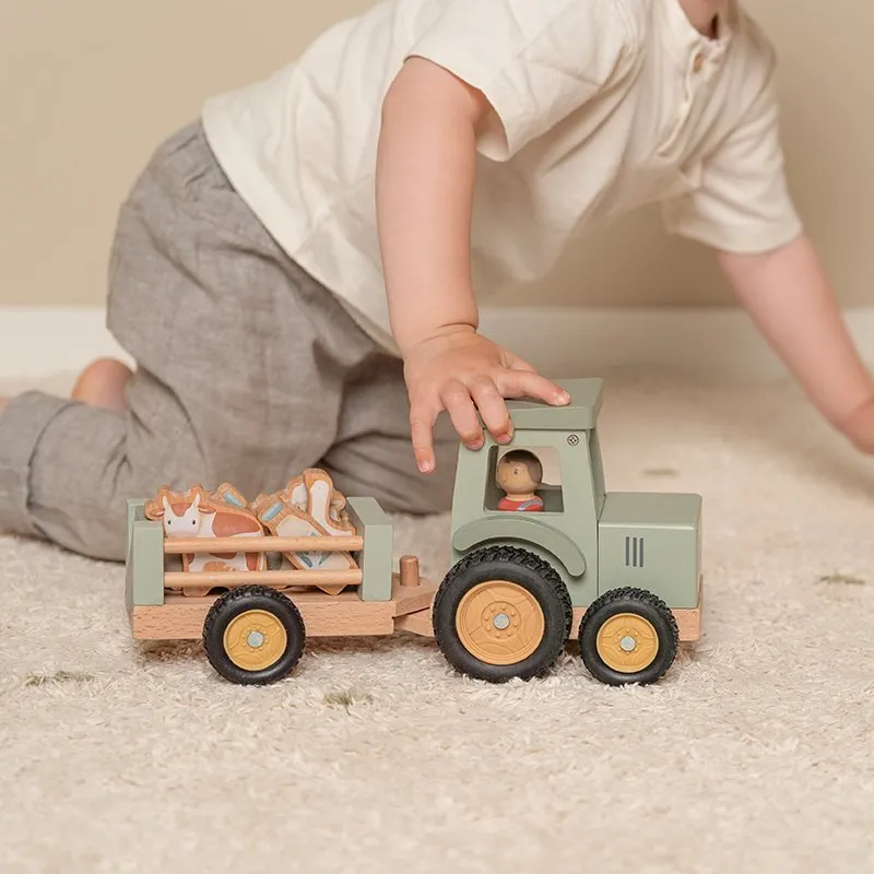 Little Dutch Traktor s přívěsem dřevěný Farma