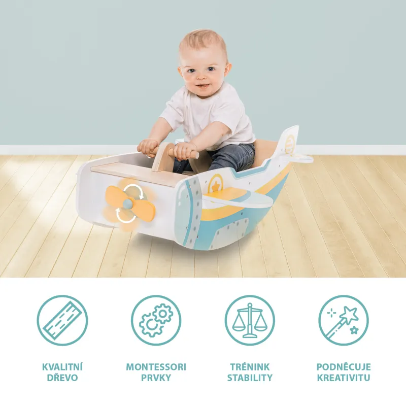 Zopa Dřevěná montessori houpačka letadlo, Wood