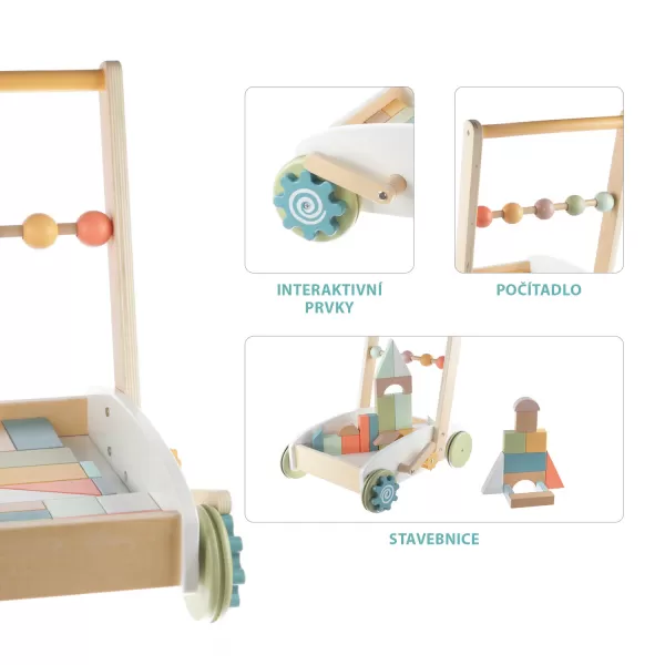 Zopa Dřevěný vozík s kostkami, Wood