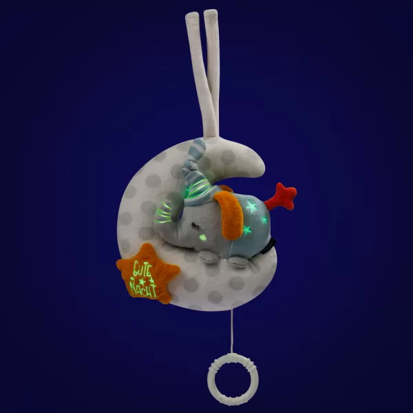 Baby Fehn Hrací hračka slon na měsíci, GoodNight