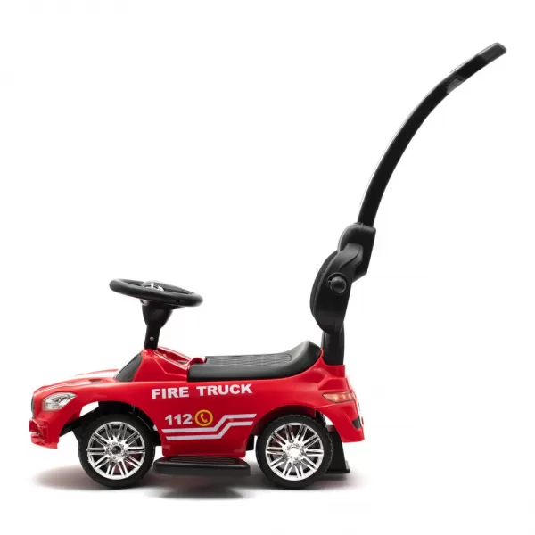 Baby Mix Dětské odrážedlo se zvukem a vodící tyčí HASIČI červené