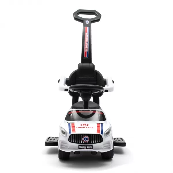 Baby Mix Dětské odrážedlo se zvukem a vodící tyčí AMBULANCE bílé