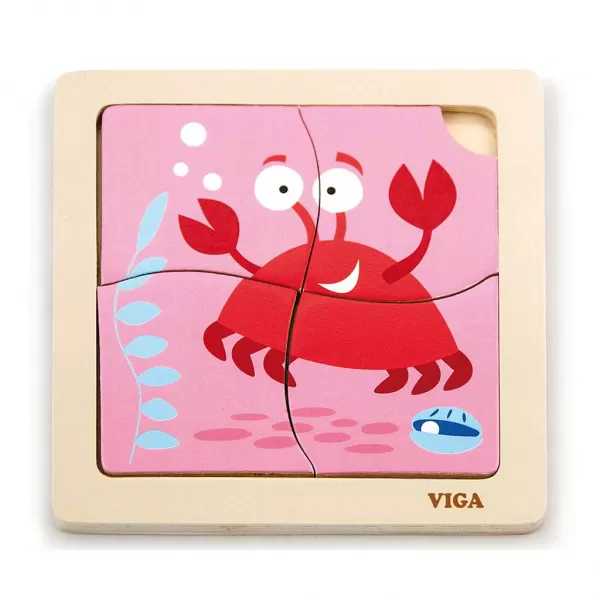 Viga Dřevěné puzzle pro nejmenší 4 ks Krab