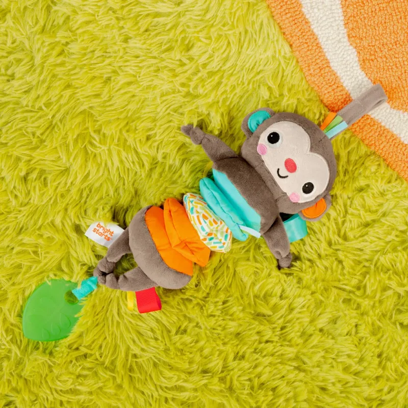 BRIGHT STARTS Hračka s melodií na C kroužku Pull, Play & Boogie™ opice 0m+