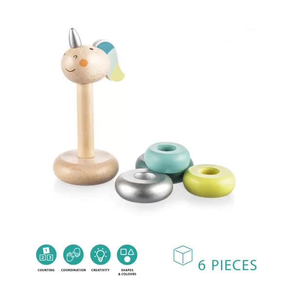 Zopa Dřevěné nasazovací kroužky jednorožec