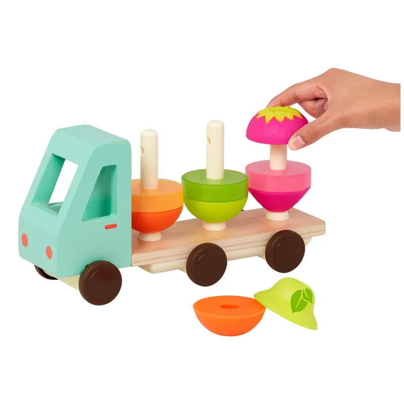 B.toys Náklaďák dřevěný Stack & Roll Fruit Truck