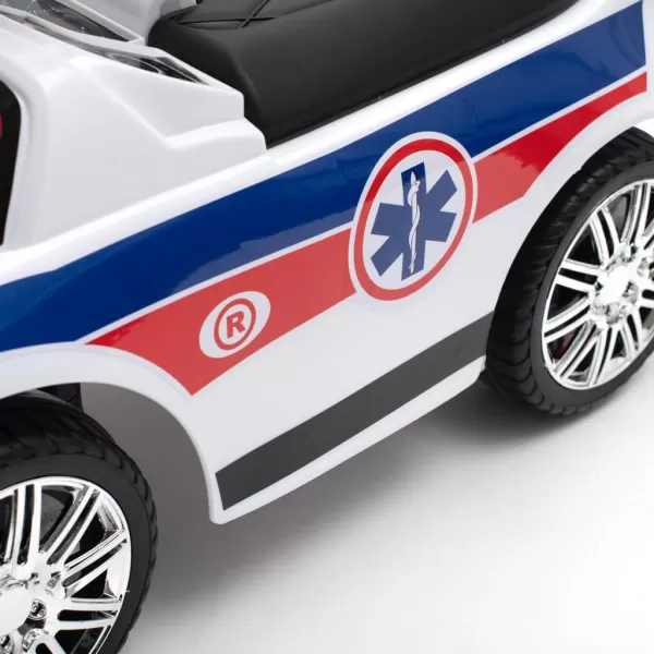 Baby Mix Dětské odrážedlo se zvukem a vodící tyčí AMBULANCE bílé