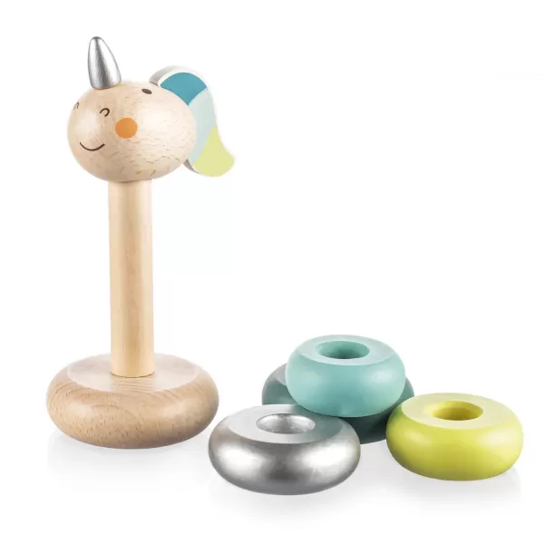 Zopa Dřevěné nasazovací kroužky jednorožec