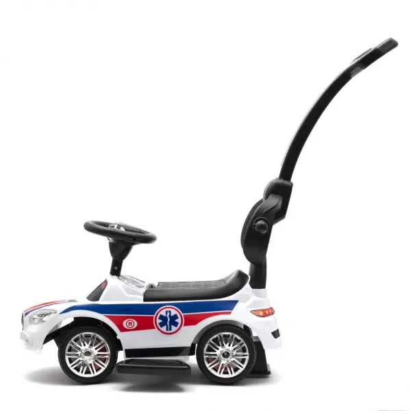 Baby Mix Dětské odrážedlo se zvukem a vodící tyčí AMBULANCE bílé