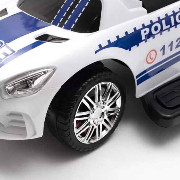 Baby Mix Dětské odrážedlo se zvukem a vodící tyčí POLICE bílé