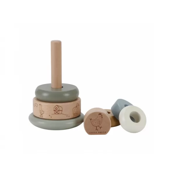 Little Dutch Nasazovací kroužky dřevěné Farma