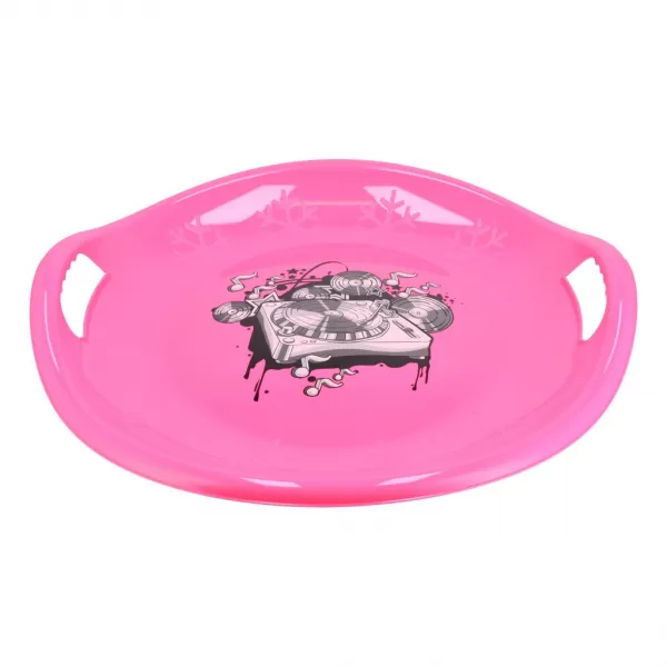 Baby Mix Sáňkovací talíř 60 cm Snowflake MUSIC růžový