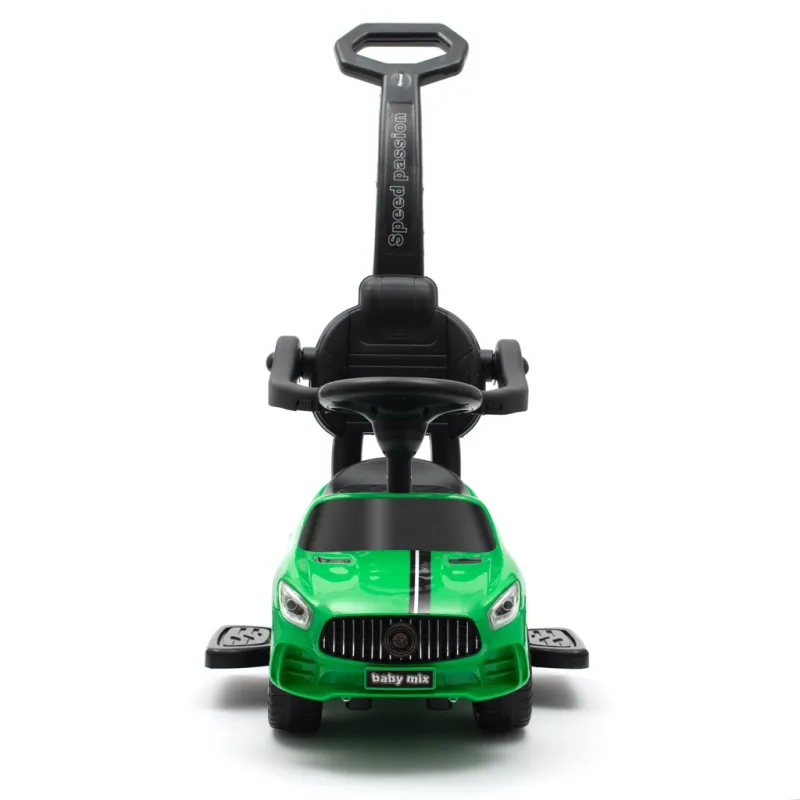 Baby Mix Dětské odrážedlo se zvukem a vodící tyčí RACER zelené