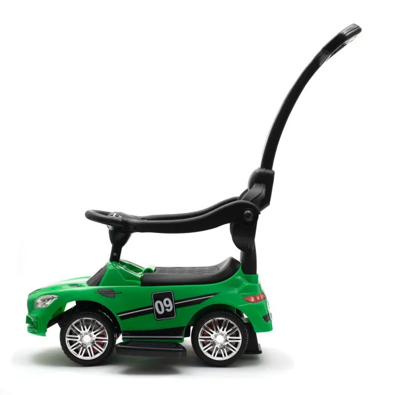 Baby Mix Dětské odrážedlo se zvukem a vodící tyčí RACER zelené