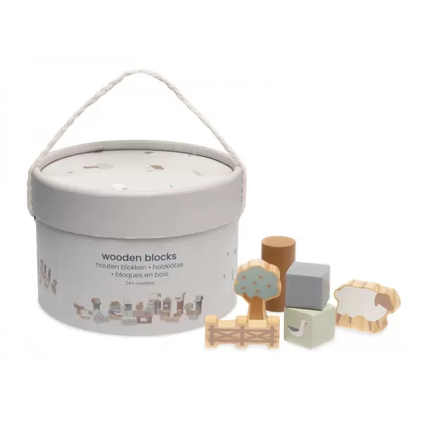 Jollein Kostky dřevěné 34 ks v tubě Farma