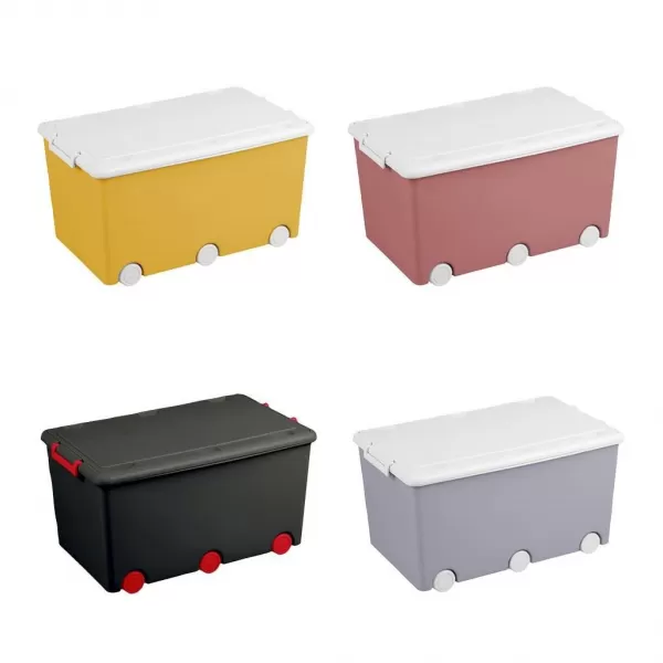 Tega Víceúčelový box na hračky na kolečkách grafitovo-červený