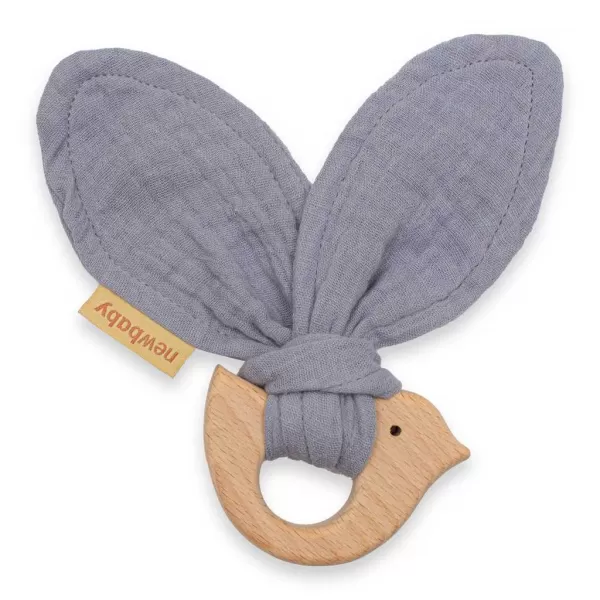 New Baby Dětské kousátko s ptáčkem Bird grey