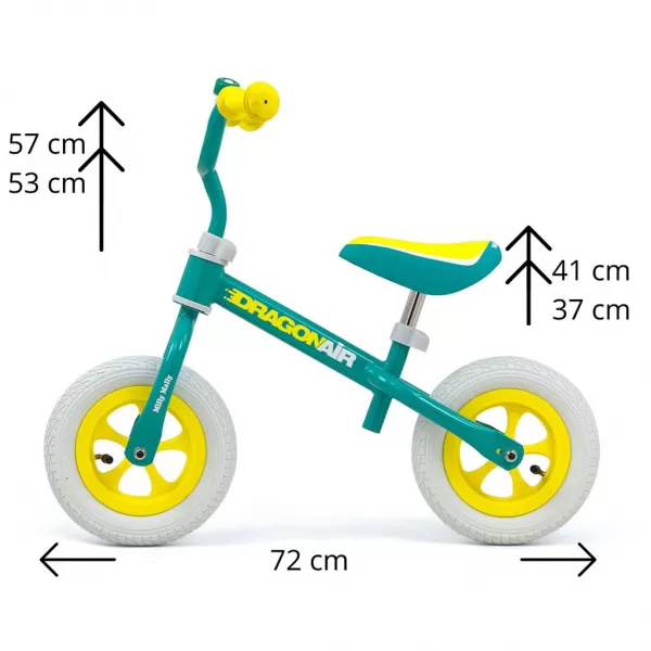 Milly Mally Dětské odrážedlo kolo Dragon Air mint