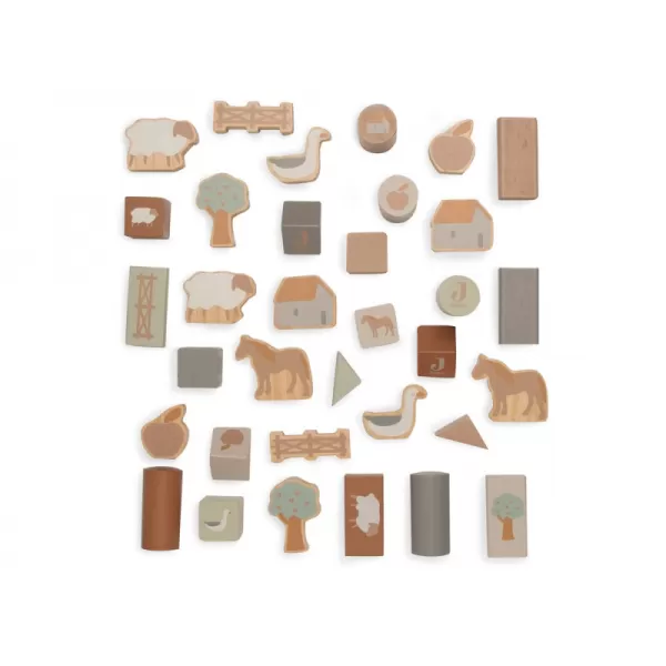 Jollein Kostky dřevěné 34 ks v tubě Farma