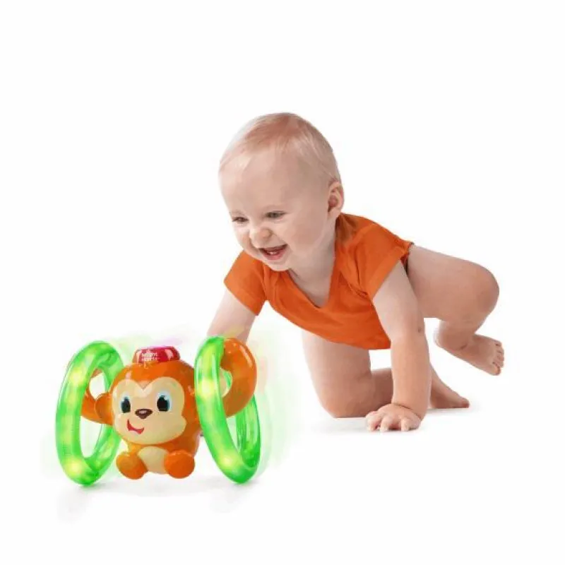 BRIGHT STARTS Hračka svítící hudební opička LLB Roll & Glow™ 6-36m