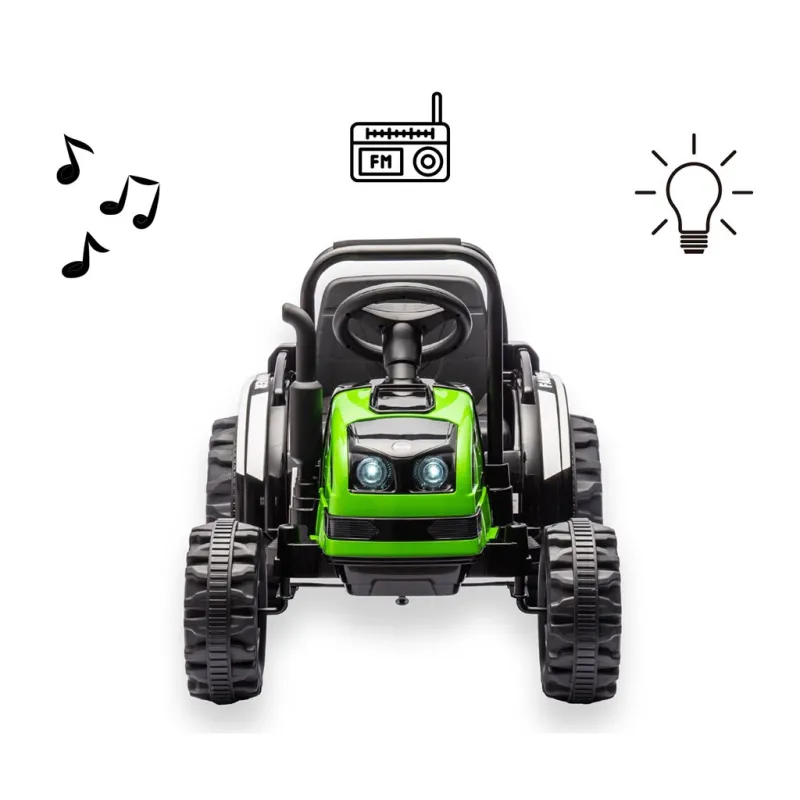 Milly Mally Elektrický traktor s vlečkou Farmer zelený