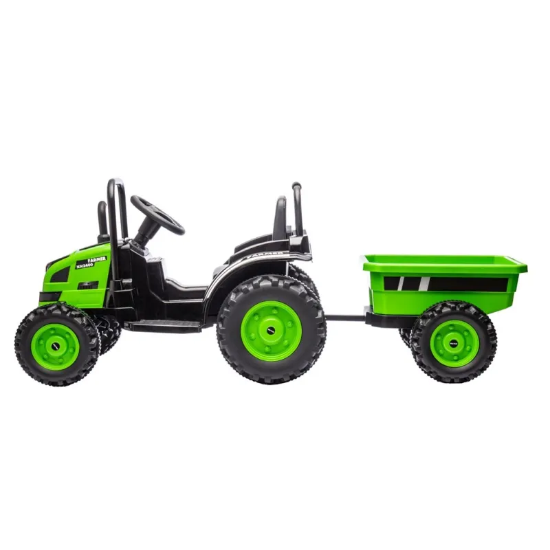 Milly Mally Elektrický traktor s vlečkou Farmer zelený