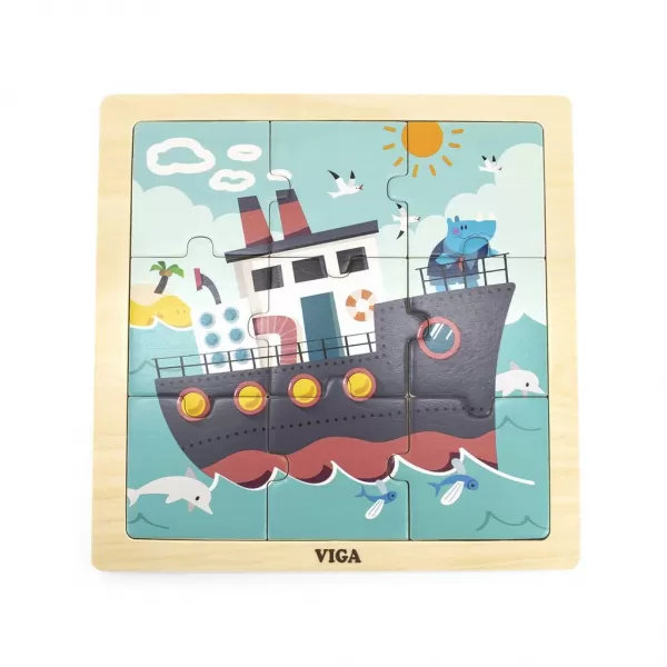 Viga Dřevěné puzzle pro nejmenší 9 ks Loď