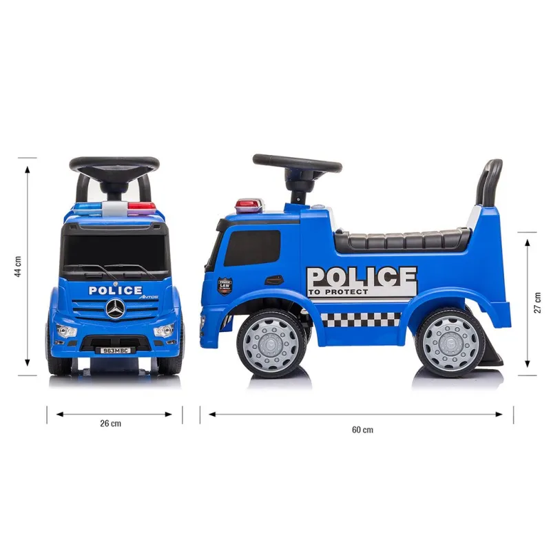 Milly Mally Dětské odrážedlo se zvukem Mercedes POLICE modré