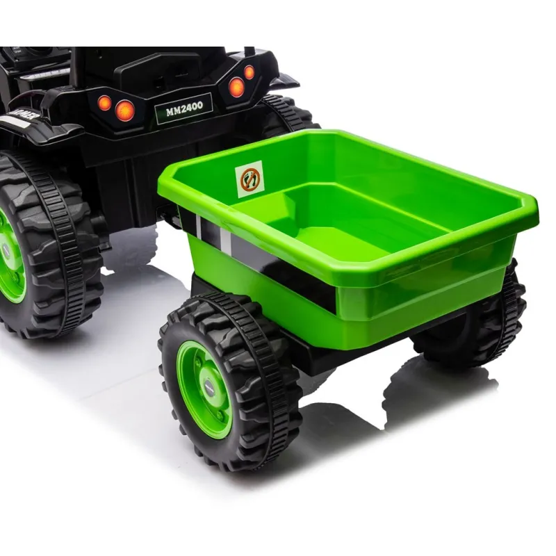 Milly Mally Elektrický traktor s vlečkou Farmer zelený