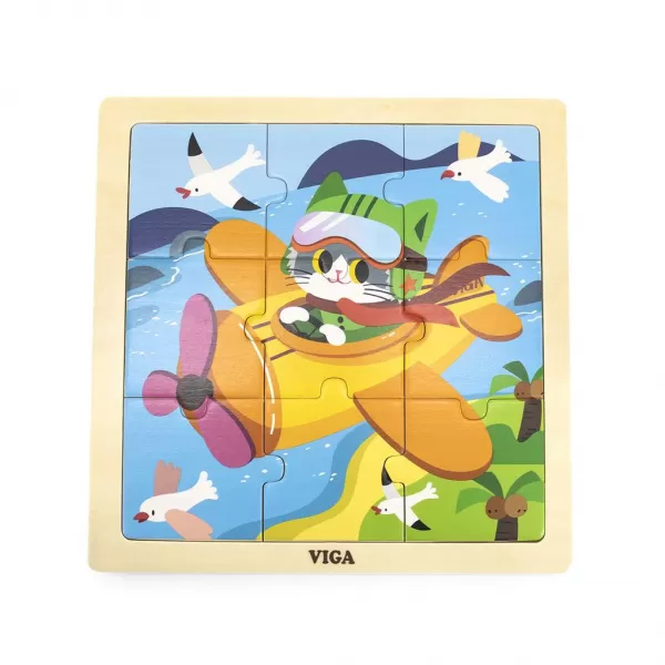 Viga Dřevěné puzzle pro nejmenší 9 ks Letadlo