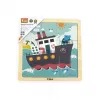 Viga Dřevěné puzzle pro nejmenší 9 ks Loď