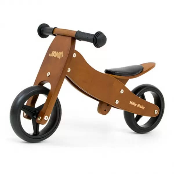Milly Mally Dětské multifunkční odrážedlo kolo 2v1 JAKE Dark Natural