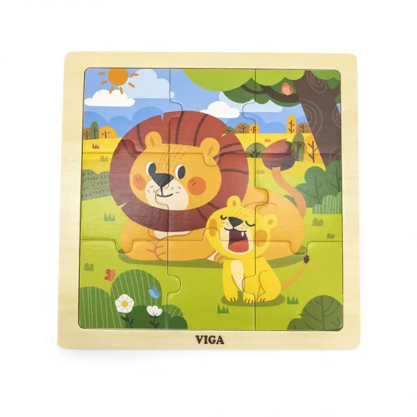 Viga Dřevěné puzzle pro nejmenší 9 ks Lev