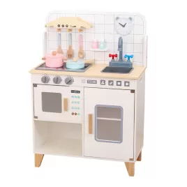 Baby Mix Dětská dřevěná kuchyňka s vybavením Montessori bílá