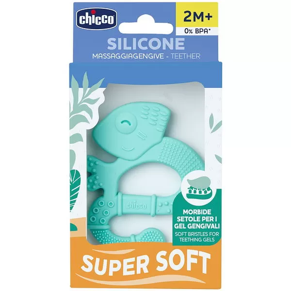 CHICCO Kousátko silikonové Super Soft Chameleon modrý 2m+