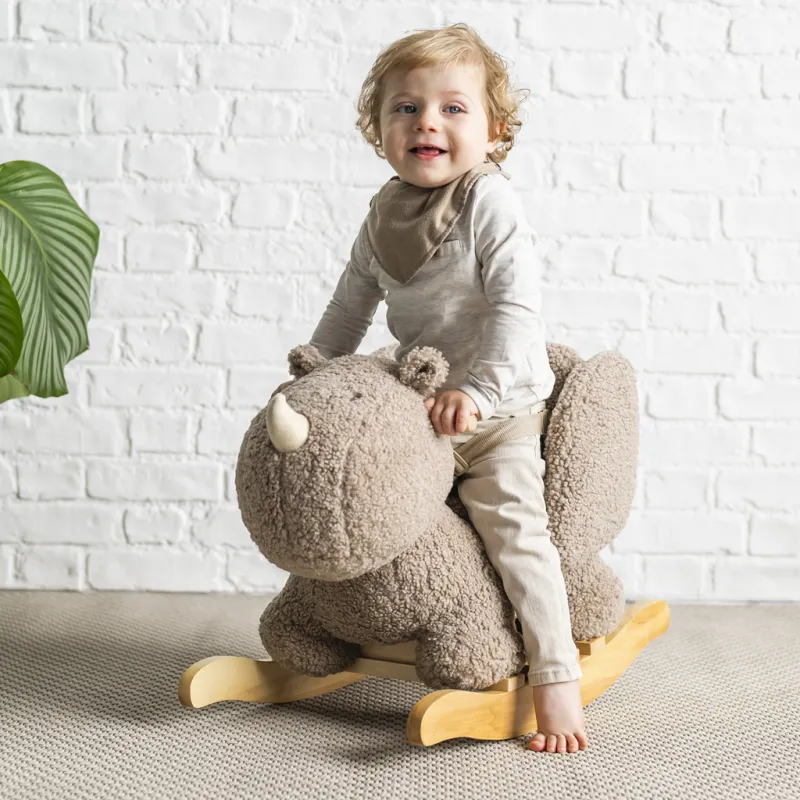 NATTOU Houpačka Teddy plyš nosorožec taupe 10m+