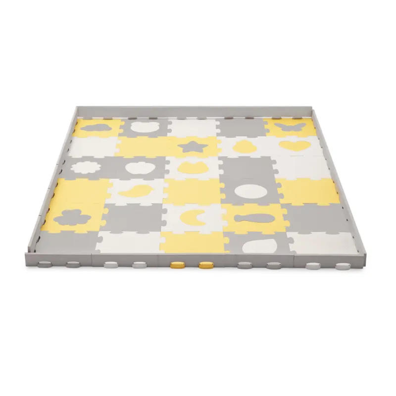 KINDERKRAFT Podložka pěnová puzzle Luno Shapes 185 x 165 cm Yellow, 30ks, Premium