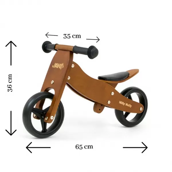 Milly Mally Dětské multifunkční odrážedlo kolo 2v1 JAKE Dark Natural