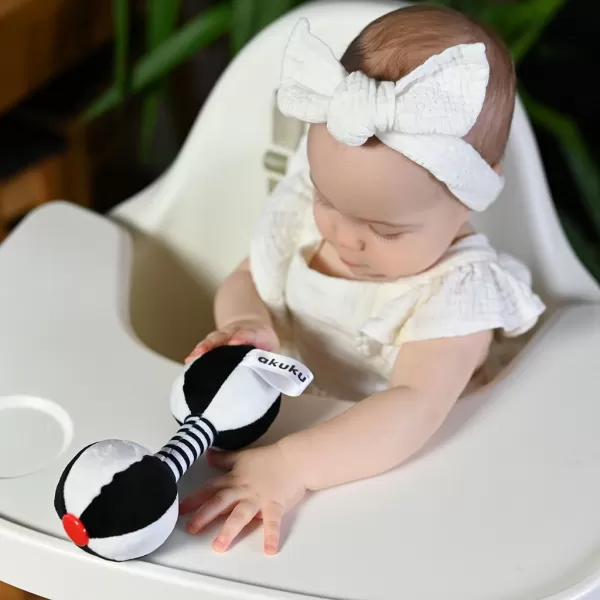 Akuku Dětská senzorická kontrastní hračka s chrastítkem Činka