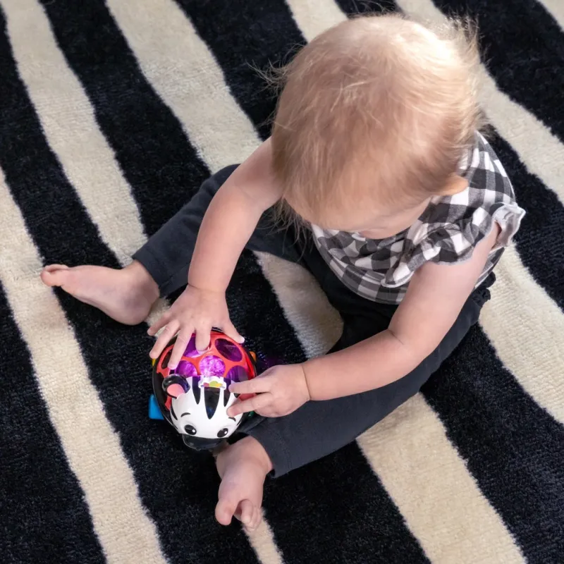 OBALL Autíčko a chrastítko 2v1 Curious Car zebra Zen™ 3m+