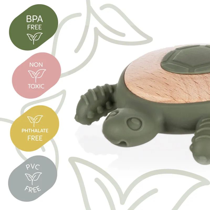 Zopa Silikonové dřevěné kousátko Turtle