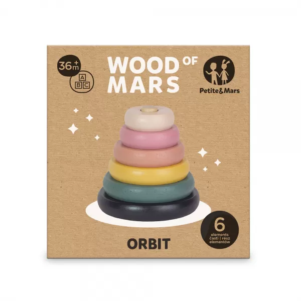 PETITE&MARS Hračka dřevěná skládací Orbit Wood of Mars 36m+