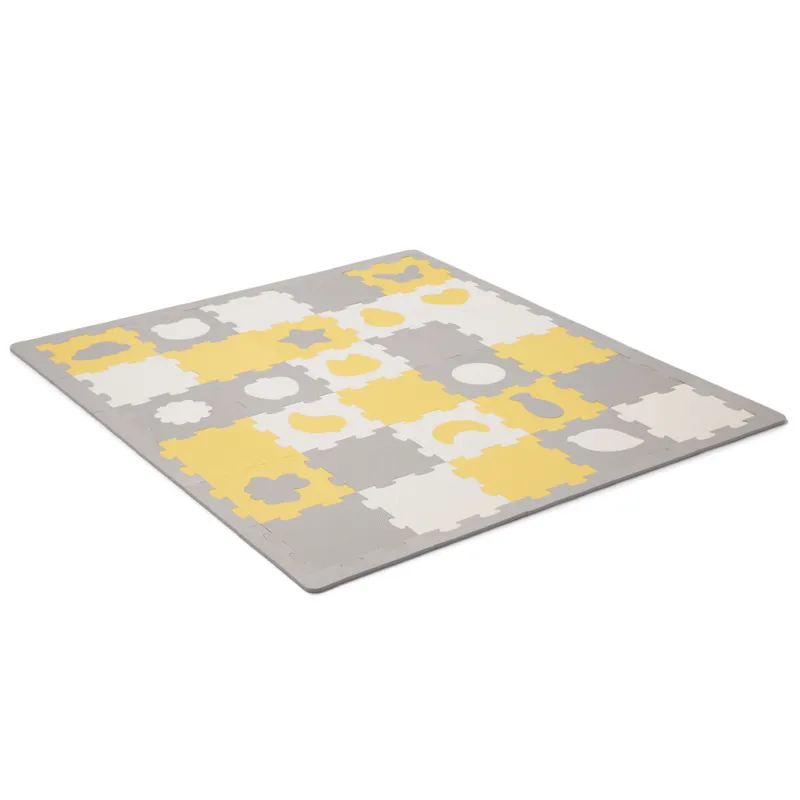 KINDERKRAFT Podložka pěnová puzzle Luno Shapes 185 x 165 cm Yellow, 30ks, Premium