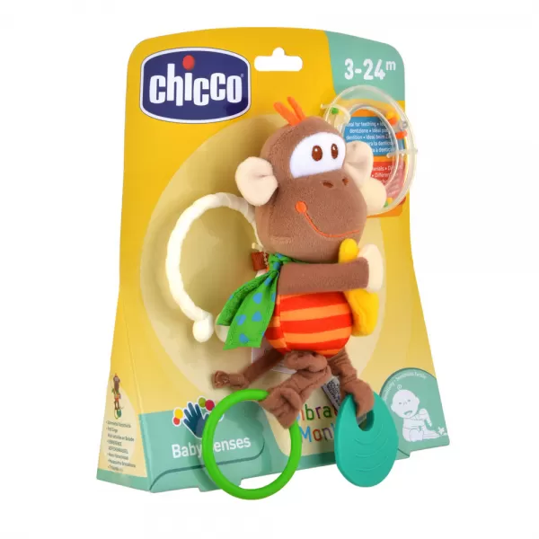 CHICCO Kousátko/chrastítko vibrující opice 3m+
