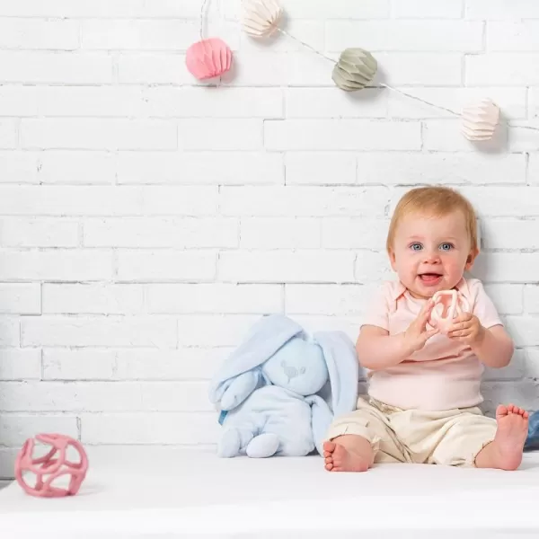 NATTOU Kousátko silikonové míč 2v1 bez BPA 10 cm růžová