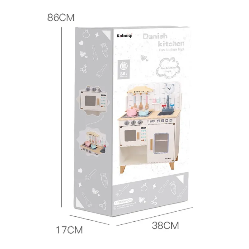 Baby Mix Dětská dřevěná kuchyňka s vybavením Montessori bílá