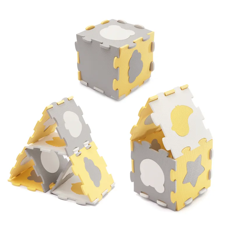 KINDERKRAFT Podložka pěnová puzzle Luno Shapes 185 x 165 cm Yellow, 30ks, Premium