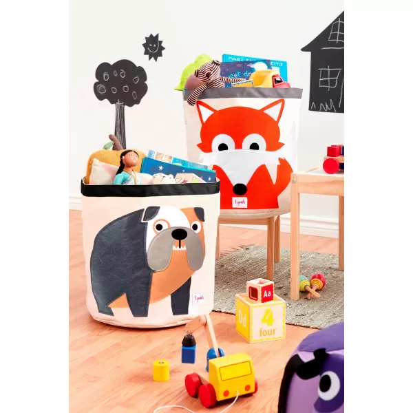 3 SPROUTS Koš na hračky Bulldog Grey