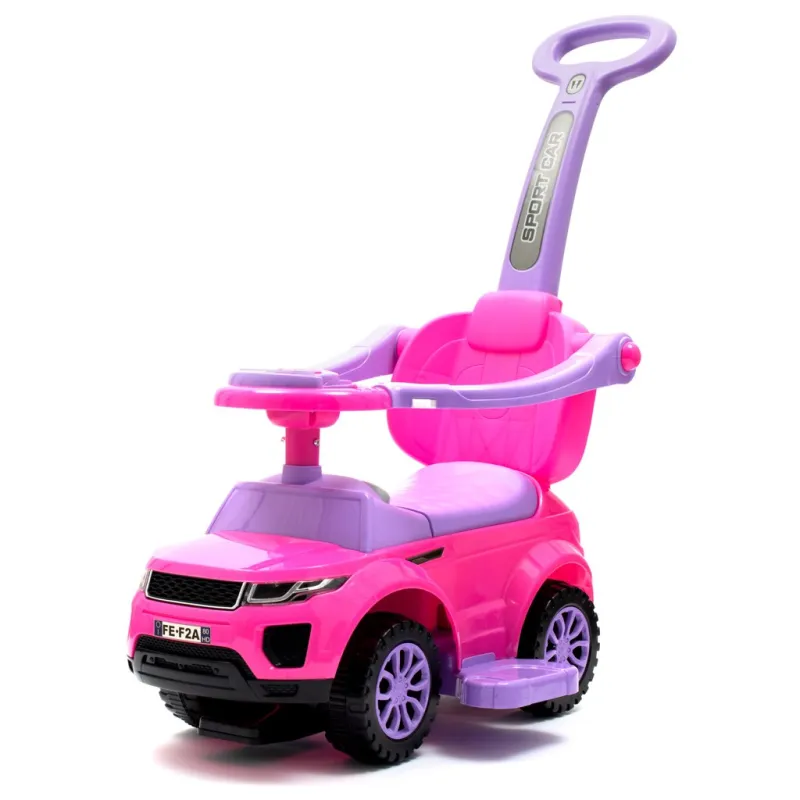 Baby Mix Dětské hrající odrážedlo s vodící tyčí SUV 3v1 růžové