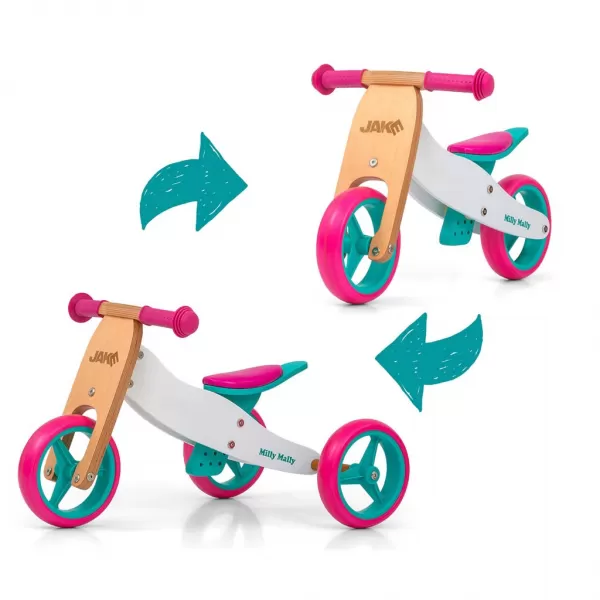 Milly Mally Dětské multifunkční odrážedlo kolo 2v1 JAKE Classic Candy
